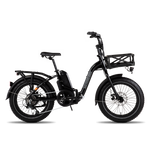 Profile view of the Small Basket installed on the front rack of a RadExpand