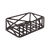 Close up, angled side view of black metal Large Basket. The basket is rectangular with support bars on the bottom and sides.