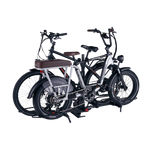 Free standing Hollywood Racks Sport Rider Ebike Hitch Rack holding two ebikes