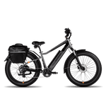 Fremont Pannier on the rear rack of a RadRover electric fat tire bike