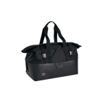 Angled close-up of the Large Basket Roll Top Liner, with its top rolled up and with its handles ready for carrying.