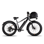 Image of the Large Basket Roll Top Liner inside the large basket that is mounted on the front rack of a Rad ebike.