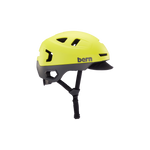 Side view of a hyper green Hudson MIPS bike helmet.