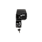 Black ebike range extender with battery installed and key hanging from the bottom.