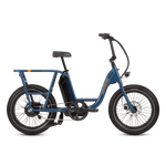 Right side of a blue RadRunner cargo utility ebike on a white background.