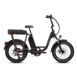 Right side of a matte black RadRunner cargo utility ebike on a white background.